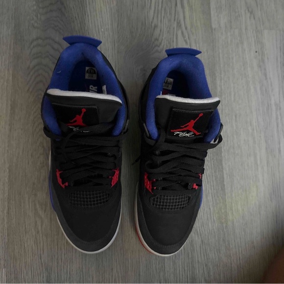 Men's Air Jordan 4 Retro 'Rare Air- White Lettering' Black/Royal/Red sneakers